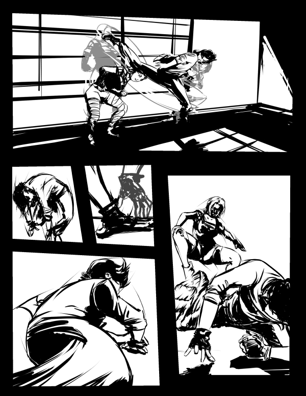 Fight panel 1 linework